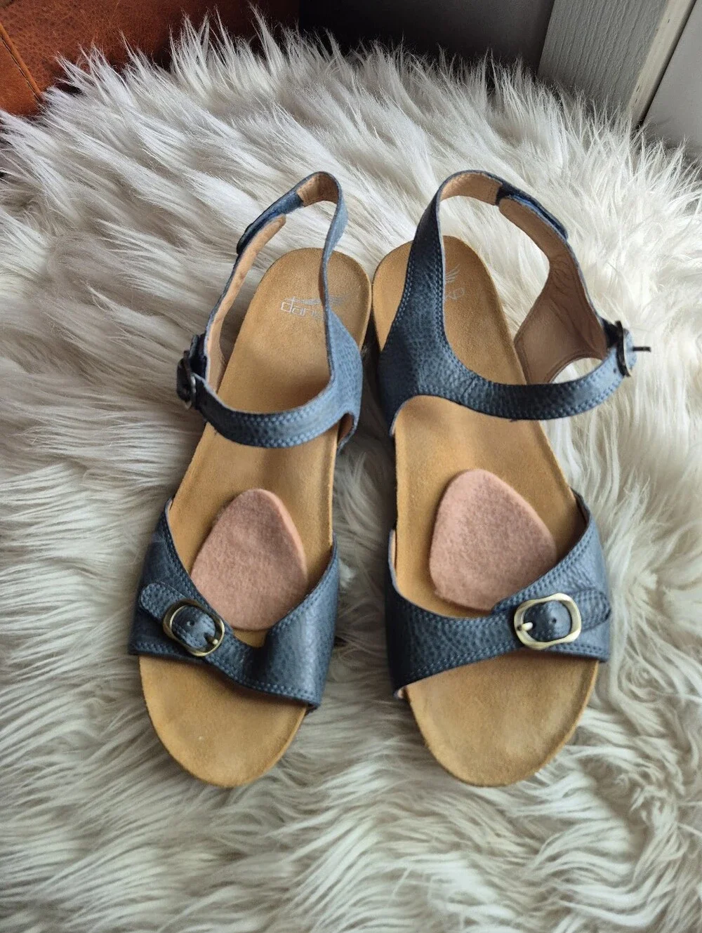 Dansko Tricia Women's Blue Leather Wedge Sandal